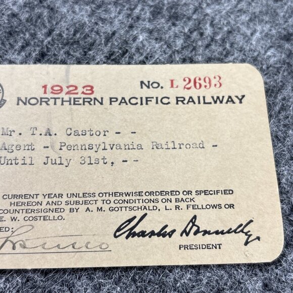 1923 Northern Pacific Railroad Pass #L2693 Railroad Passenger Agent - Picture 3 of 8